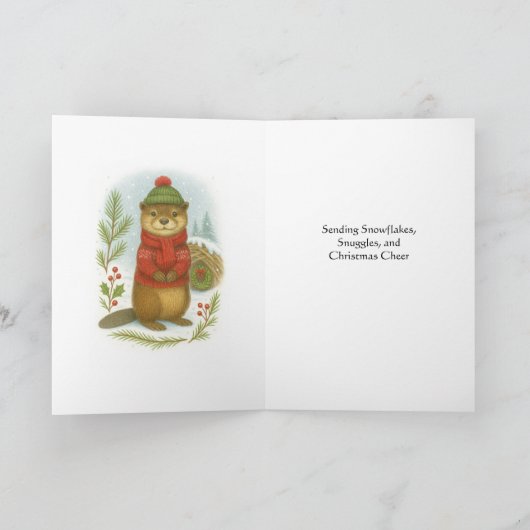 Whim Christmas Otter  Feestdagen Kaart (Binnen)