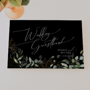 Whim Whim Groenery en Goud Zwarte Bruiloft Gastenboek