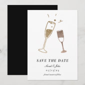 Whimcial Champagne Bewaar de datum Kaart (Voorkant / Achterkant)