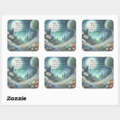 Whimical Night & Quote Vierkante Sticker (Vel)