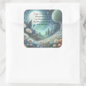 Whimical Night & Quote Vierkante Sticker (Tas)