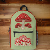 Whimical Red en Tan Mushroom en Sage Green Bedrukte Rugzak