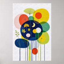 Whimige Abstracte Nacht Tuin Mid Century Boho