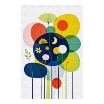 Whimige Abstracte Nacht Tuin Mid Century Boho