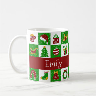 Whimige groene kerst met naam op maat koffiemok