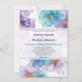 Whimige heldere kleuren Bloemen Watercolor Bruilof Kaart (Voorkant)