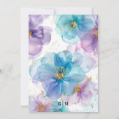 Whimige heldere kleuren Bloemen Watercolor Bruilof Kaart (Achterkant)