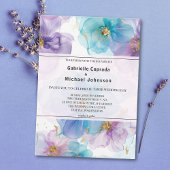 Whimige heldere kleuren Bloemen Watercolor Bruilof Kaart