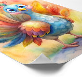 Whimige kalkoen waterverf, natuurillustratie poster (Hoek)