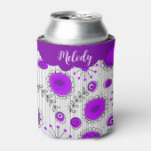 Whimige paarse witte harten bloemen bloem naam blikjeskoeler (Blikje Voorkant)