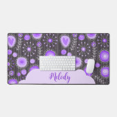 Whimige paarsgrijze hart- en bloemen bloemrijke na bureaumat (Keyboard & Muis)