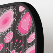 Whimige roze grijze harten en bloemen bloemnaam pickleball paddle (Links Detail)