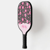 Whimige roze grijze harten en bloemen bloemnaam pickleball paddle (Links)