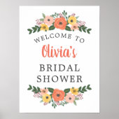 Whimige Roze Koraal Bloemrijke Bruids Bruiloft Wel Poster (Voorkant)