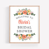 Whimige Roze Koraal Bloemrijke Bruids Bruiloft Wel Poster