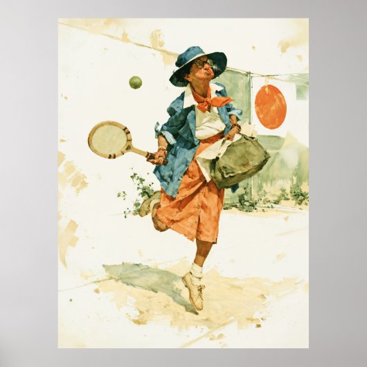 Whimige Vintage Tennisdame Poster (Voorkant)