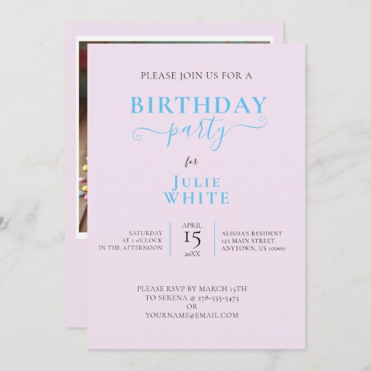 WHIMISCAL 3E VERJAARDAG CAKE PARTY UITNODIGING (Voorkant / Achterkant)