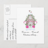 Whimiscal Christmas House-uitnodiging Uitnodiging Briefkaart (Voorkant / Achterkant)