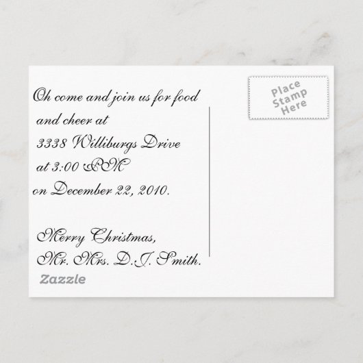 Whimiscal Christmas House-uitnodiging Uitnodiging Briefkaart (Achterkant)