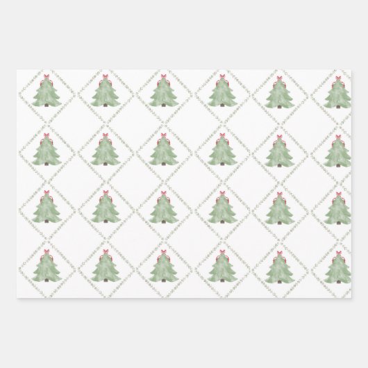 Whimiscal Christmas Tree Wrapping Paper (Voorkant 3)