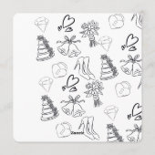 Whimiscal Cute Doodles Black White Wedding Kaart (Achterkant)