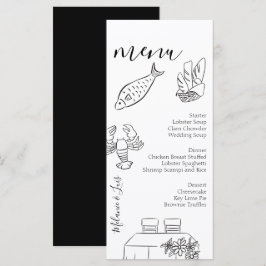 Whimiscal Doodle Zwart Wit Hart Trouw Menu 