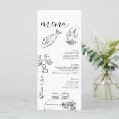 Whimiscal Doodle Zwart Wit Hart Trouw Menu  (Staand voorkant)