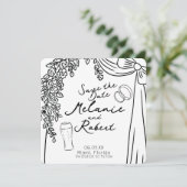 Whimiscal Doodles Black White Bow Floral Kaart (Staand voorkant)