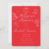 Whimiscal Doodles Bright Pink Bridal Shower Save The Date (Voorkant)