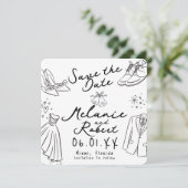 Whimiscal Doodles Bruid Kapsalon Save the Date Kaart (Staand voorkant)