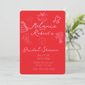 Whimiscal Doodles Helder Roze Bruiloft Feest Save The Date (Staand voorkant)