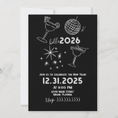 Whimiscal Doodles Hello 2026 New Years Gold Feestdagenkaart (Voorkant)