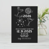Whimiscal Doodles Hello 2026 New Years Gold Feestdagenkaart (Staand voorkant)
