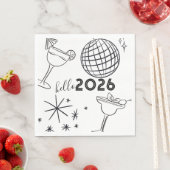 Whimiscal Doodles Hello 2026 New Years Gold Servet (Insitu)