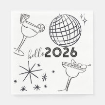 Whimiscal Doodles Hello 2026 New Years Gold
