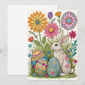 Whimiscal Easter Egg Kaart met Bunny (Voorkant / Achterkant)