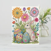Whimiscal Easter Egg Kaart met Bunny (Staand voorkant)