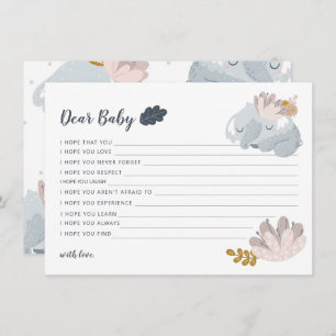 Whimiscal Elephant bloemen wenst baby Feestdagenkaart