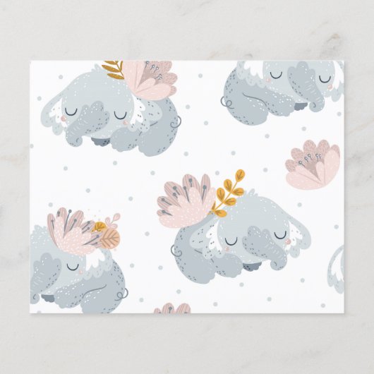 Whimiscal Elephant bloemen wenst baby Holiday Flyer (Achterkant)