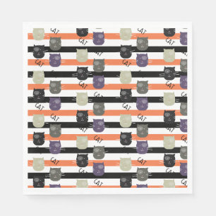 Whimiscal Halloween Moppige Katten met Vlekken Ges Servet