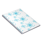 Whimiscal Kerstblauw Snowflakes gepatterd Notitieboek (Rechterzijde)