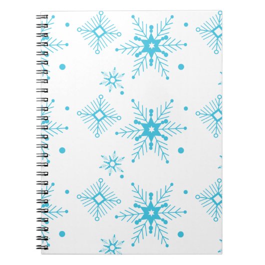 Whimiscal Kerstblauw Snowflakes gepatterd Notitieboek (Voorkant)