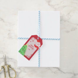whimiscal kerstman dennenboom vrolijk kerstfeest cadeaulabel