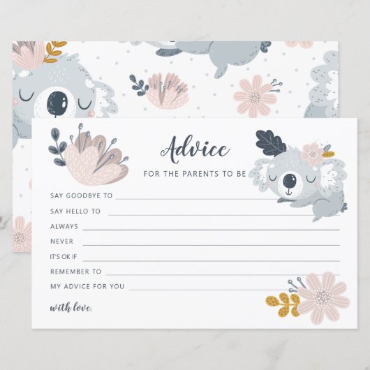 Whimiscal Koala-bloemen Advies voor ouders (Voorkant / Achterkant)