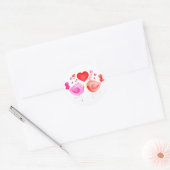 Whimiscal liefdesvogels harten roze rood wit stick ronde sticker (Envelop)