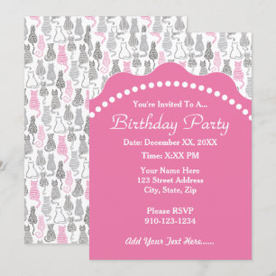 Whimiscal Pink and Grey Sketch Cat Cat Cat Cept Id Kaart