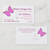 Whimiscal Pink Glass Butterfly Visitekaartje (Voorkant / Achterkant)