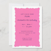 Whimiscal Purple and Pink 5th Birthday Party Kaart (Voorkant)