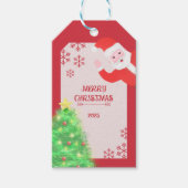 whimiscal santa claus pine tree merry christmas cadeaulabel (Voorkant)