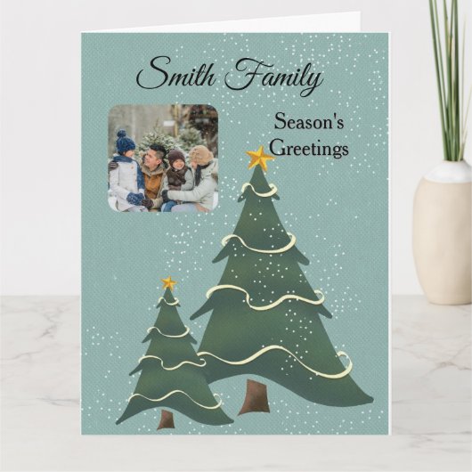 Whimiscal Tree Blauw Groen Foto Kaart (Voorkant)